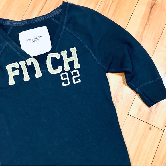 Abercrombie vintage navy green sweatshirt small pullover athlesiure - Picture 4 of 7